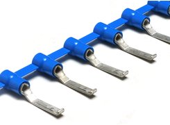 Halogen free insulated hooked blade terminals in roll. Cembre